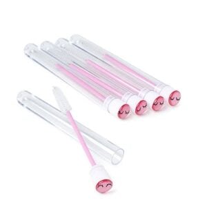 Mascara borstels in tube Roze/Wit