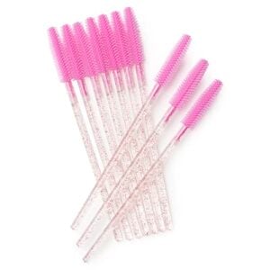 Mascara borstels silicone met glitters roze